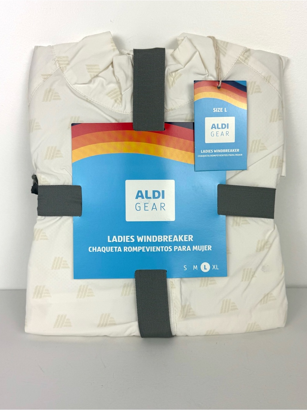 Aldi Ladies Windbreaker White with Cream Logo L NWT